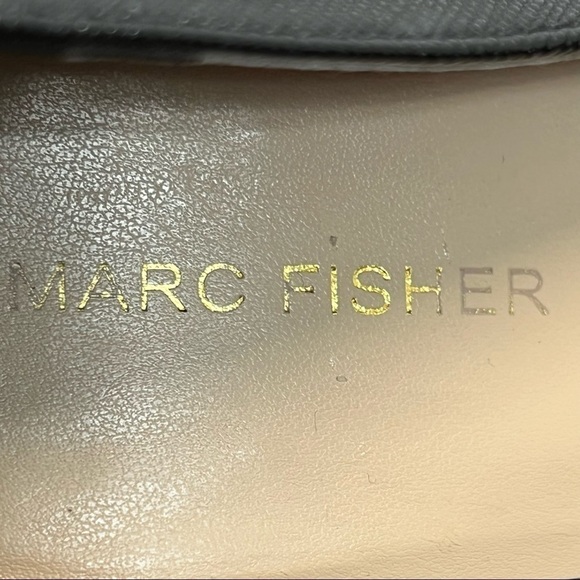 Marc Fisher Marsha Black Leather Peep Toe Platform Pumps with Bows - Picture 12 of 12